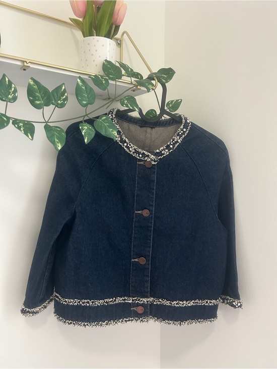 Miss Sixty Jackets & Blazers - Miss Sixty Embellished Y2K Denim Jacket/L , Rhinestone Beaded Trim Cropped Jean